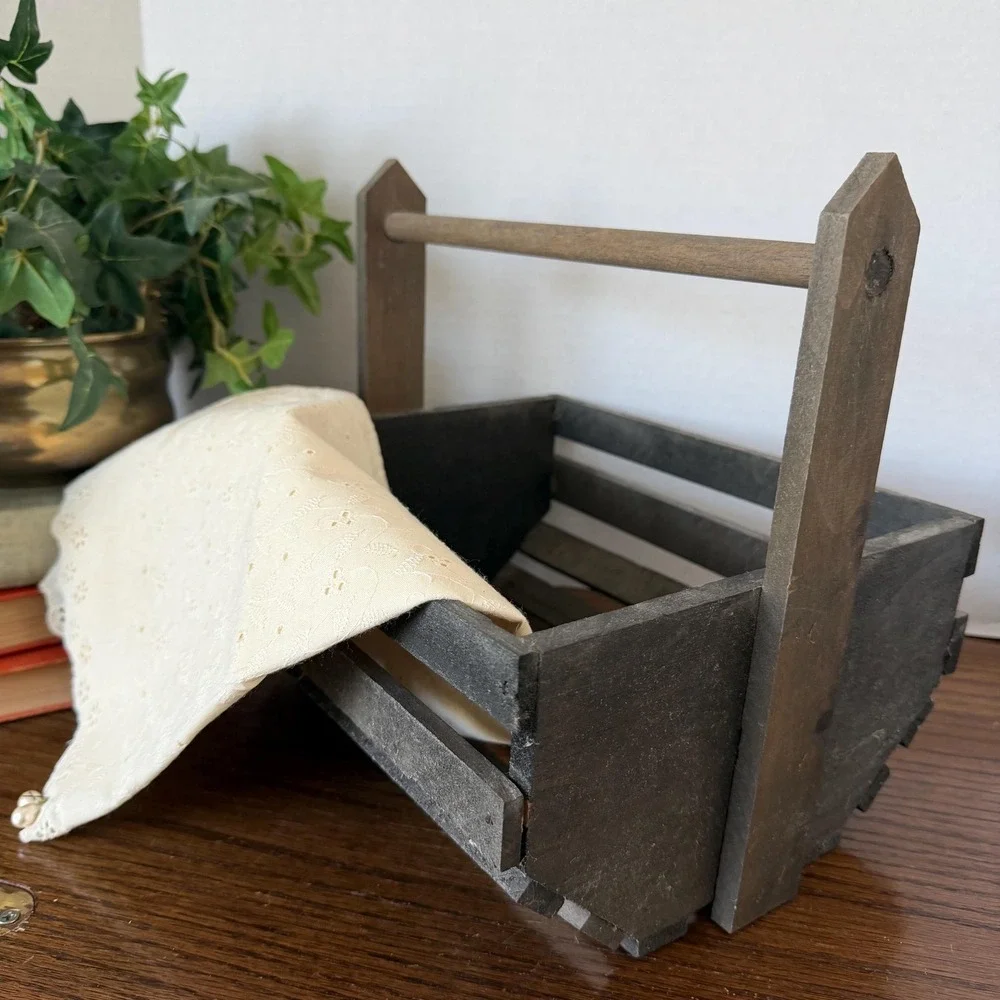Rustic Wooden Crate Farmhouse Basket Primitive Wood‎ Cottageocore